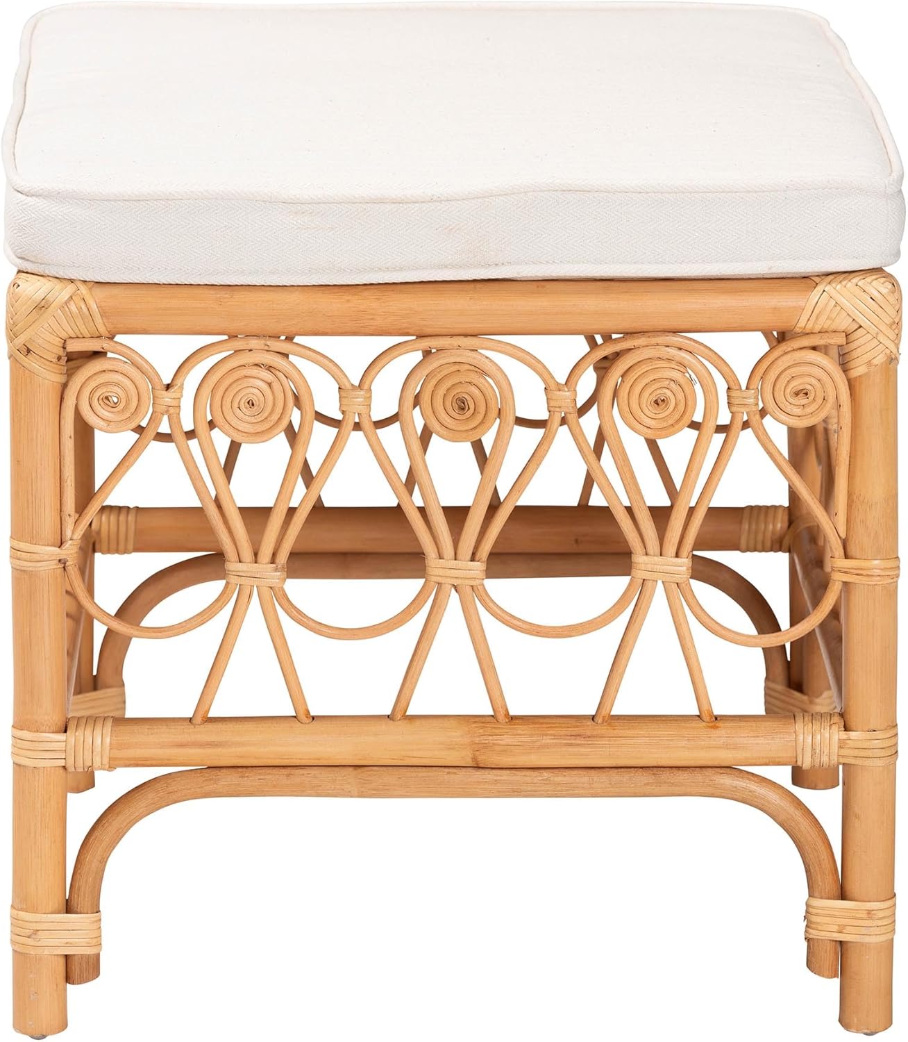 bali & pari Ibiza Modern Bohemian Natural Rattan Footstool