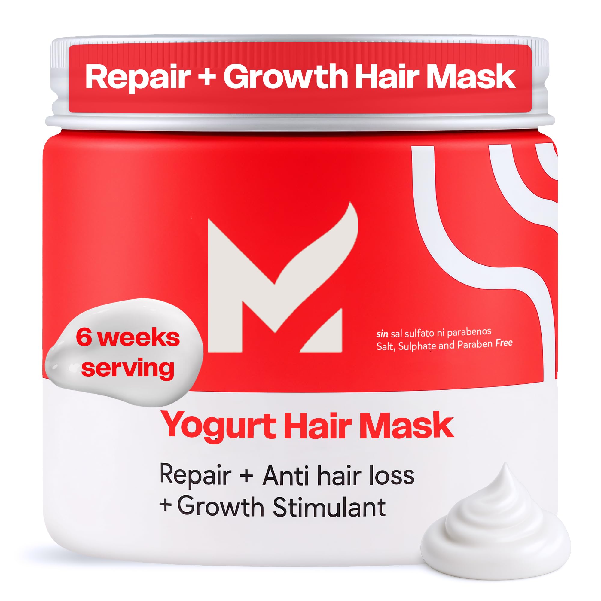 Maka Capilar Health Yogurt Hair Mask for Dry, Damaged Hair - Procapil for Anti-Hair Loss, Hair Growth & Repair, Oil Control - Sulfate-Free, Paraben-Free, Natural Hydration & Strength 12 fl oz