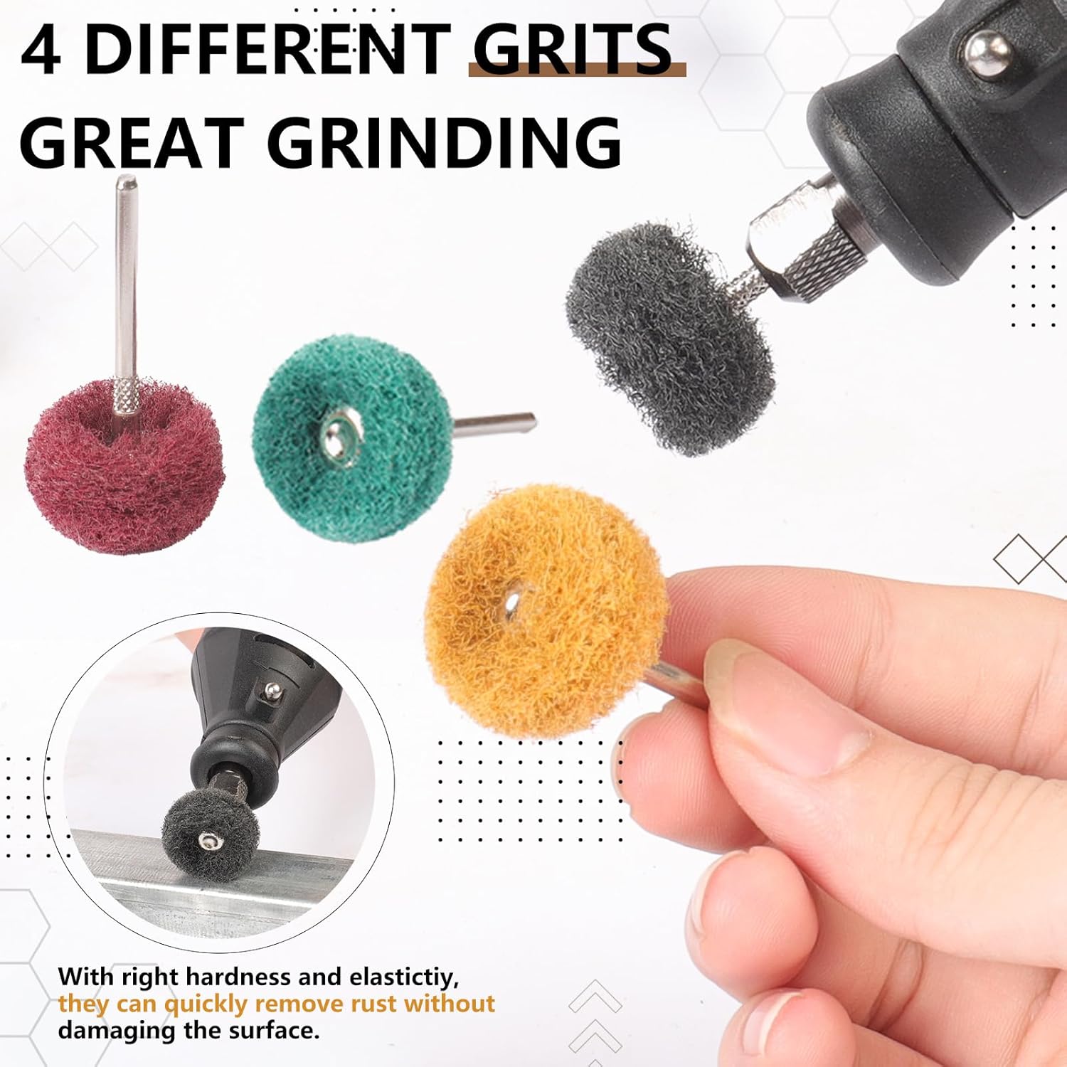 120 PCS Double-Layer Buffing Pads, Multi-Grit Abrasive Wheels (80/150/240/400) for Dremel & Drill | Yellow, Green, Red, Black Polishing Discs Kit