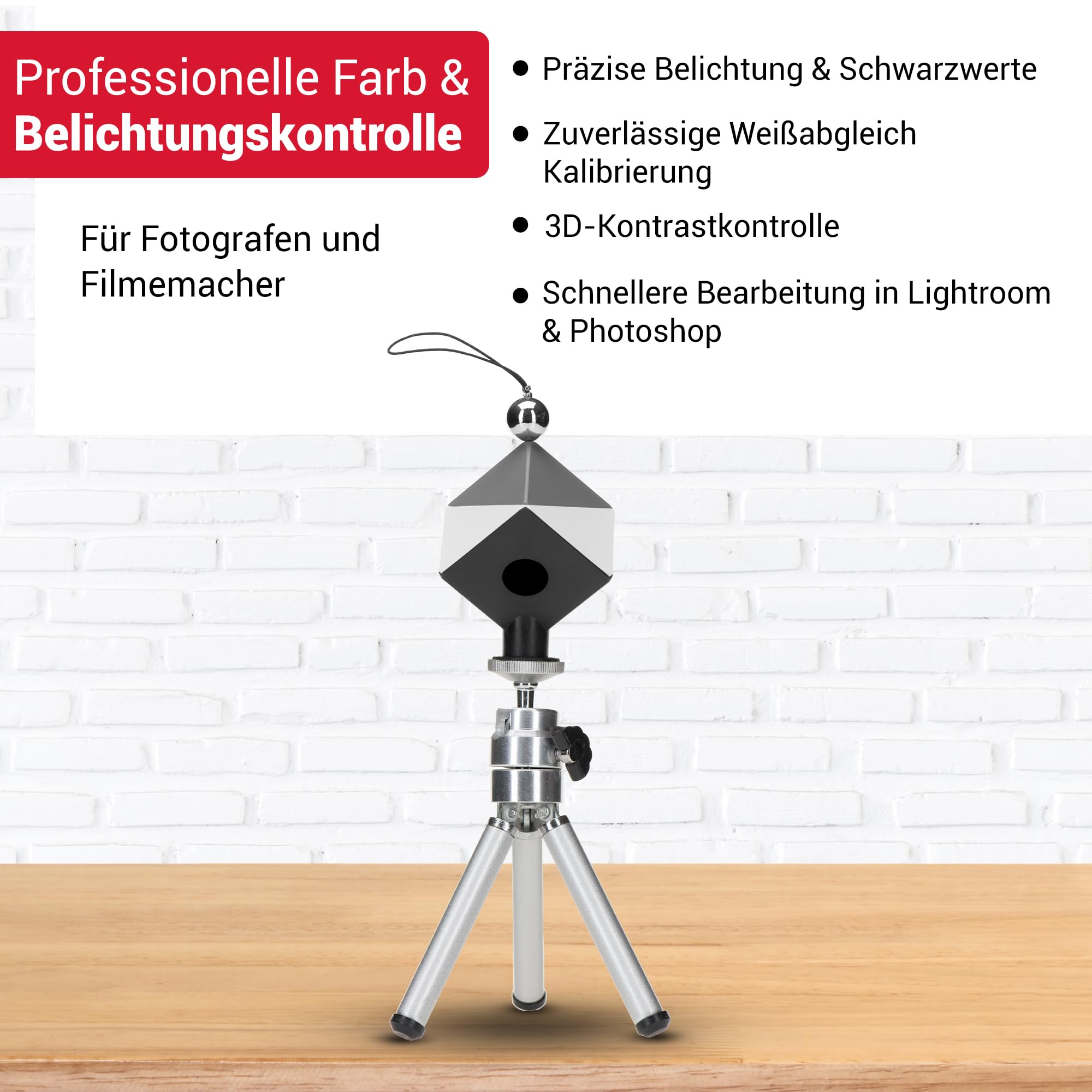 Datacolor Spyder Cube: robuste Graukarte mit präziser Kontrastbestimmung durch Lichtfalle & Chromkugel