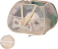 Vista 1 de Cesta de lavandería plegable, cesta de ropa plegable emergente de 90L con asas, cesta de ropa sucia de malla cuadrada para lavandería, baño