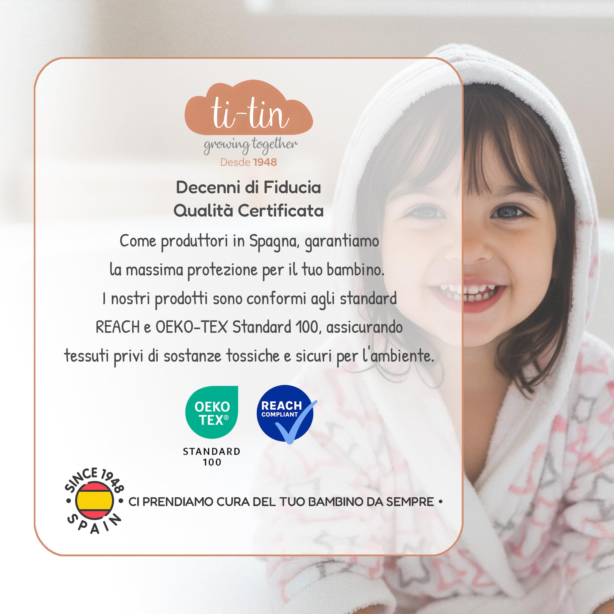 Ti TIN Accappatoio Bambino Bambina in Spugna di Cotone Assorbente e Morbido con Cappuccio Cintura e Tasca