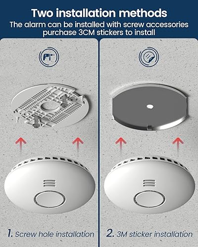 Miniatura 8 de Ecoey Detector de humo WiFi, alarma de humo WiFi con tecnología fotoeléctrica y LED, alarma de humo con función de prueba y silencio y advertencia