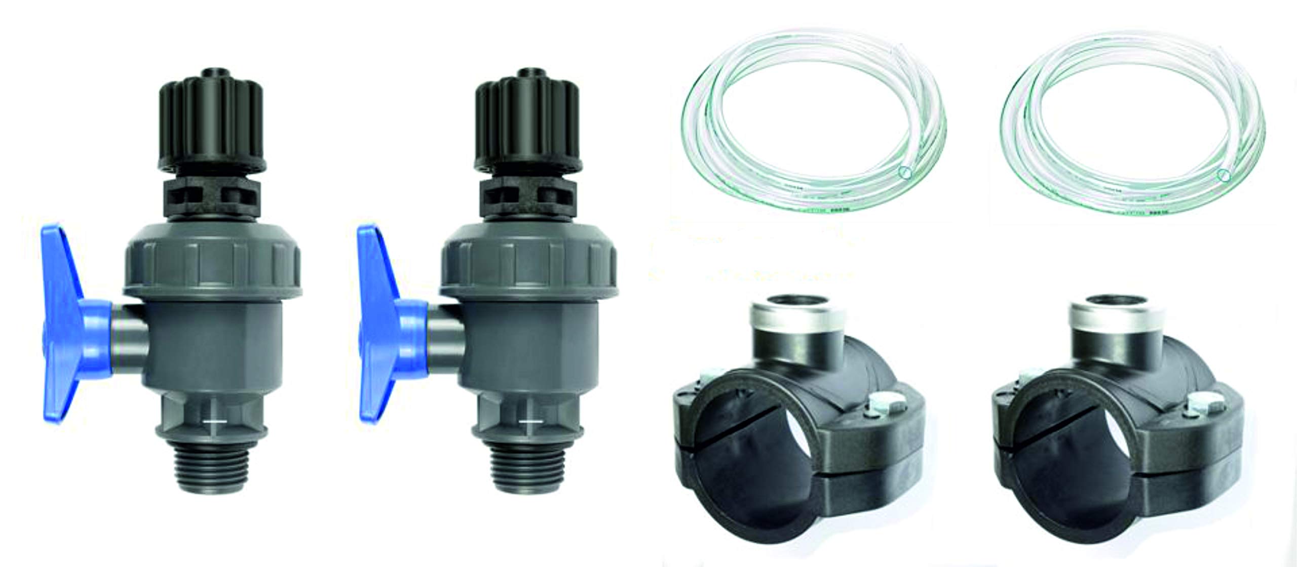 Doppel-Bypass Messzelle Durchflussarmatur/Elektrodenhalter-Set für 12mm Elektrode Einstabmessketten mit Anbohrschellen in 63 mm - Ideal für Pool-Elektroden PH/REDOX Pool Chlor Redox