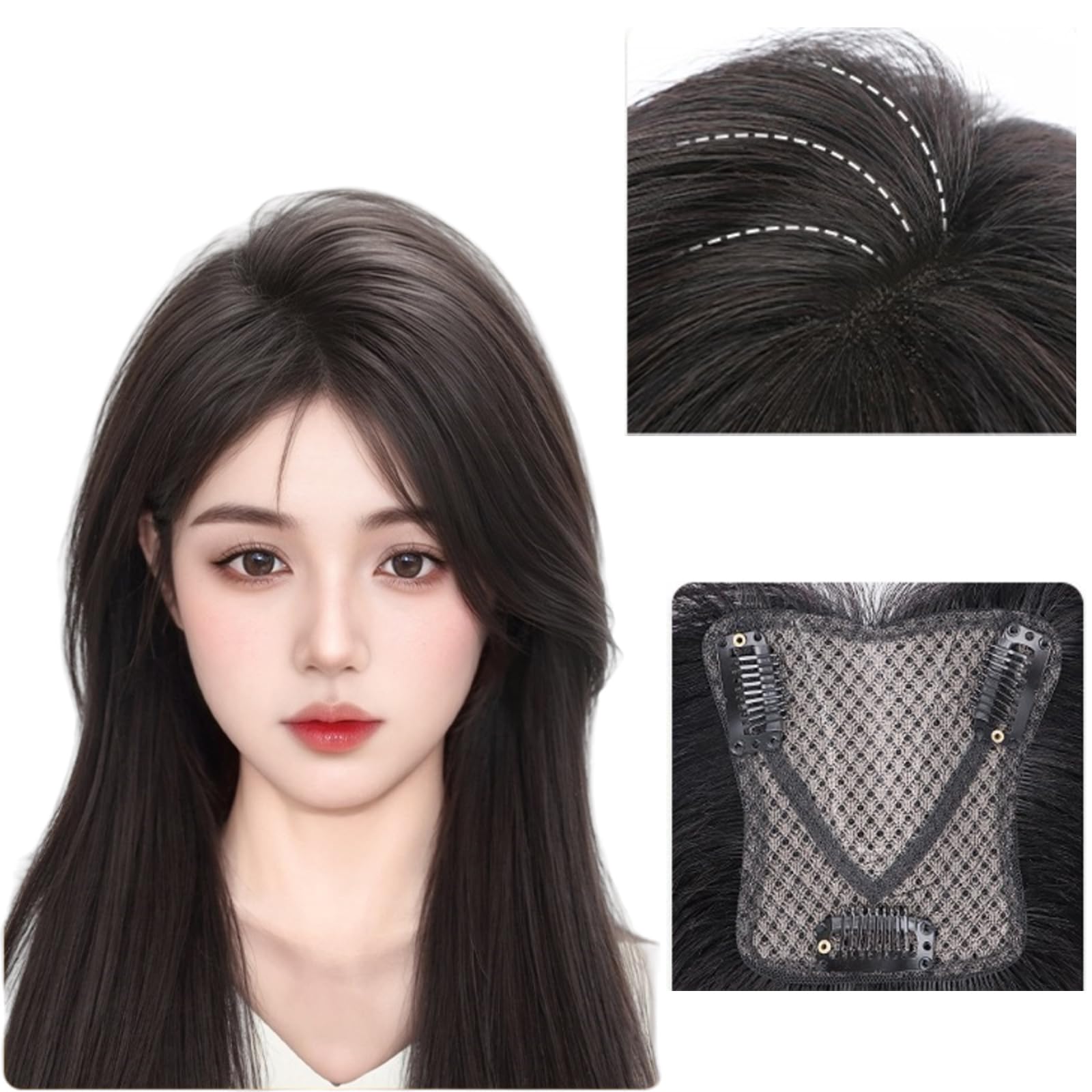 Natural,10（inch）,Frauen Clip in Pony, 100% Haarteil Echthaar Bangs Extensions Echthaar One Piece Human Hair Clip in Pony Für Das Tägliche Tragen