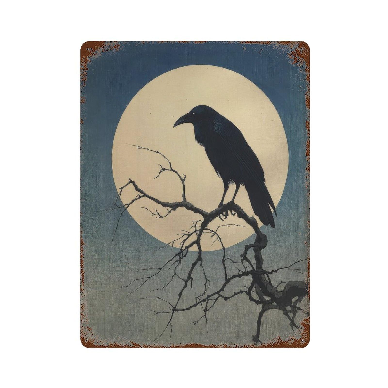 xiaoxiaoshen Raven On Branch. Japanese Ukiyo Wall Decor Art Metal Tin Poster Modern Home Decor Art Home Bar Shop Decorations Vintage Sign 40x30cm