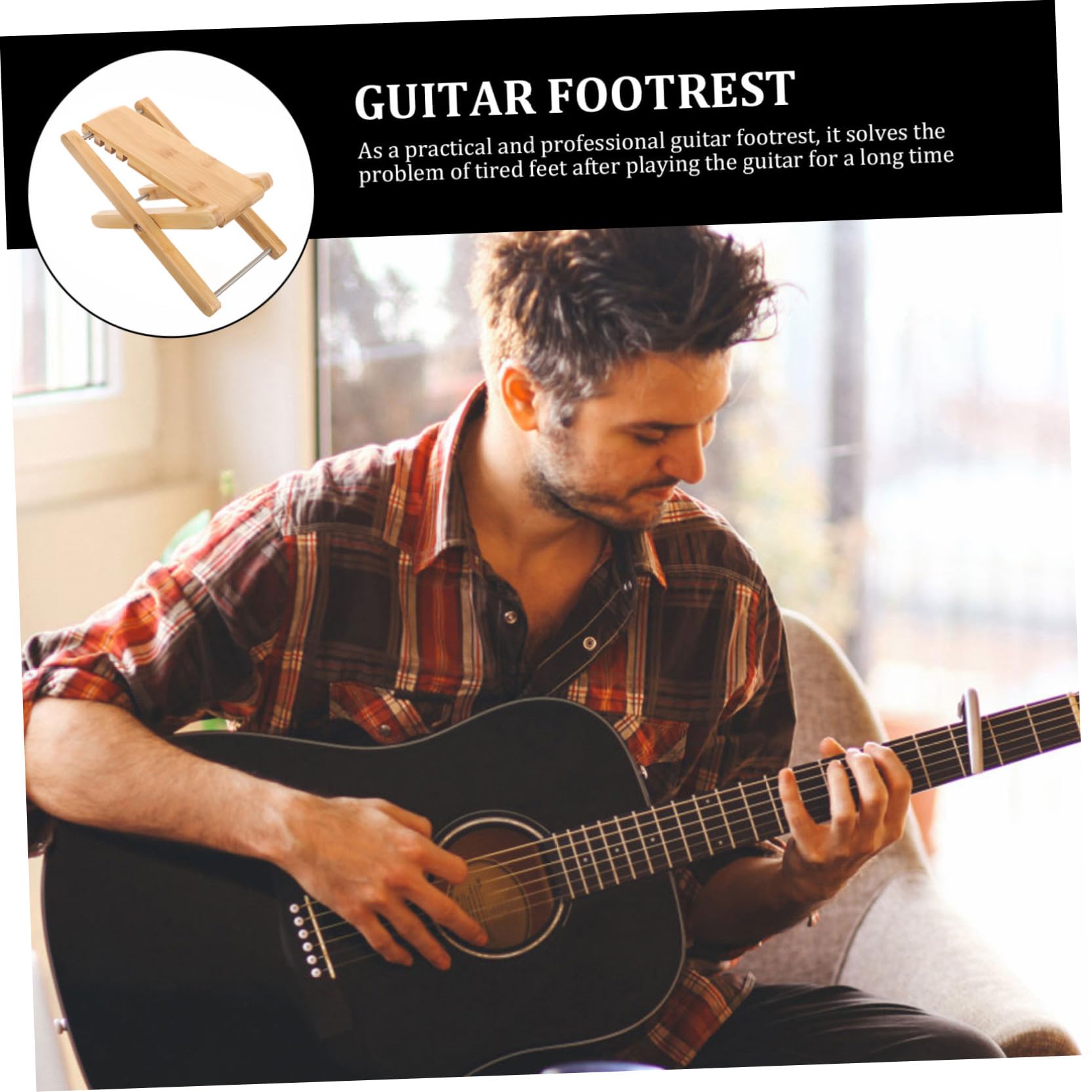 Abaodam Massivholz Gitarren-fußbank Verstellbar Höhe Ergonomisch Für Klassische Akustikgitarre Fußstütze Belastbar Komfortabel Geeignet Für Gitarristen Aller Altersgruppen