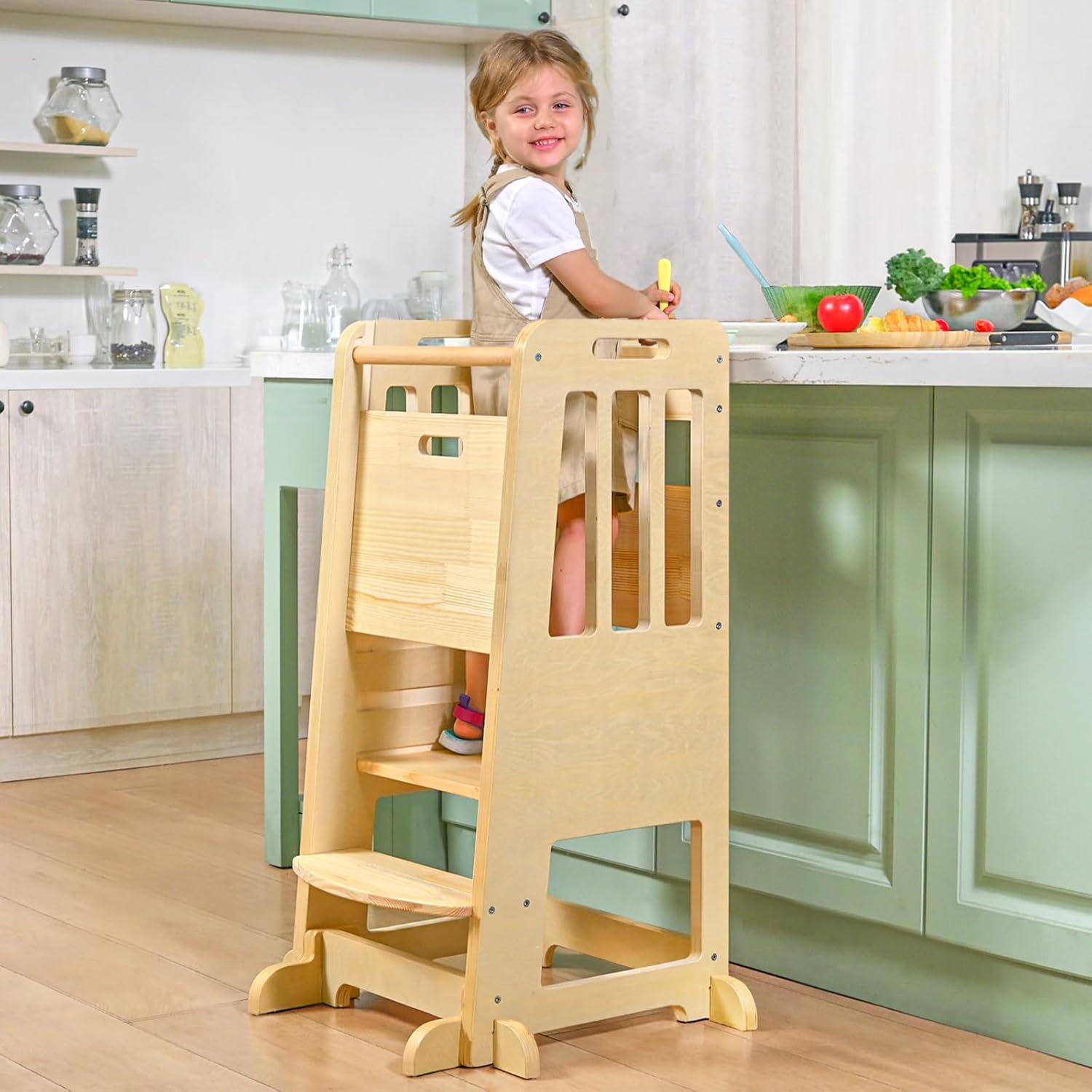 wingyz Rainbow Climber & Natural Wood Step Stool Bundle
