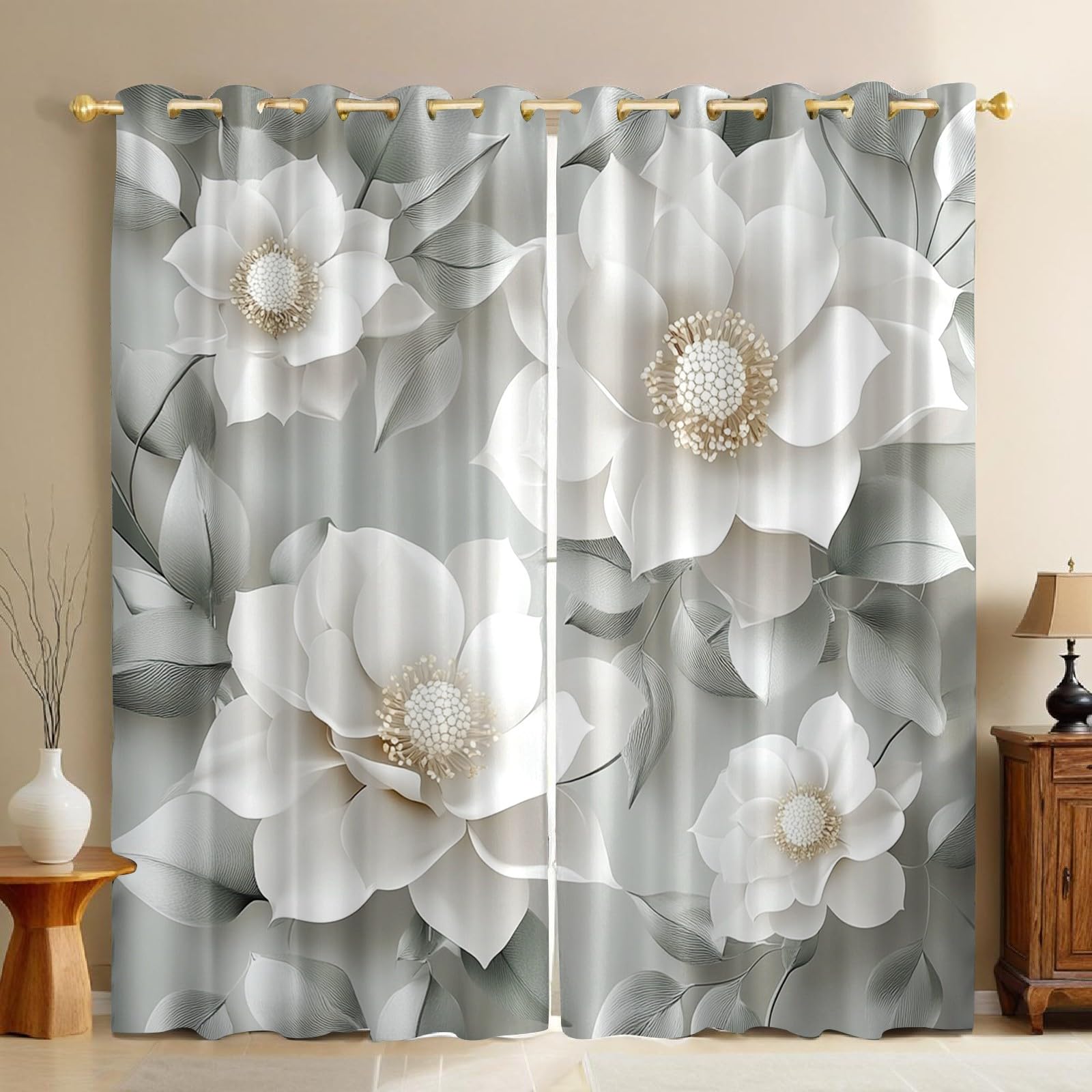 Rideaux occultants fleurs pour salon cocooning et chambre d'amis isolée du froid