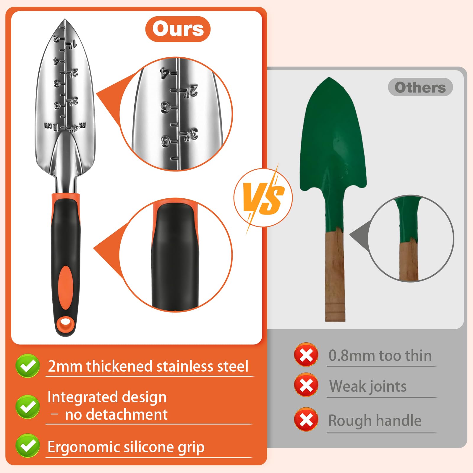 Juego de 9 herramientas de jardinería resistentes – acero inoxidable resistente al óxido, mango ergonómico de silicona antideslizante, regalo ideal de jardinería para mujeres y hombres