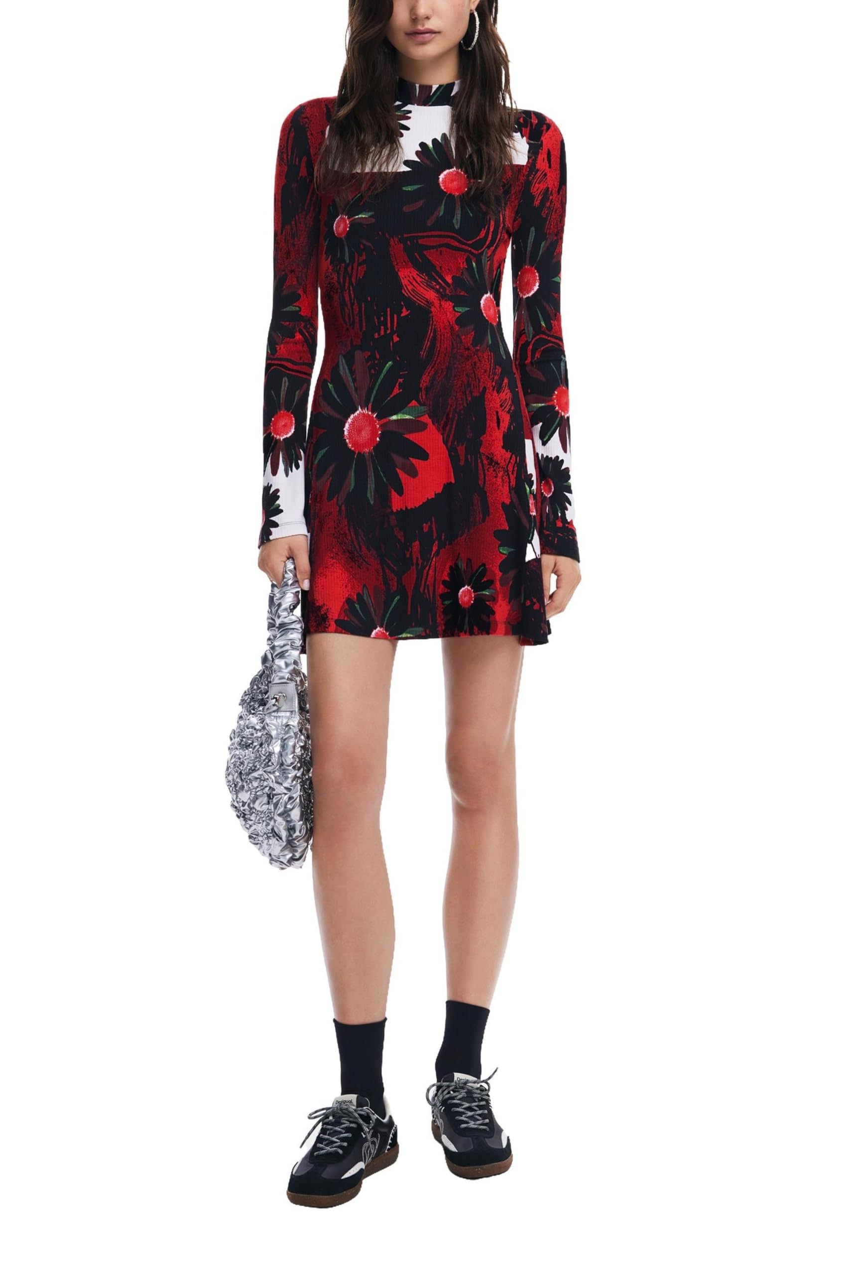 Desigual Women's Long Sleeve Knit Dress Red, Red, M