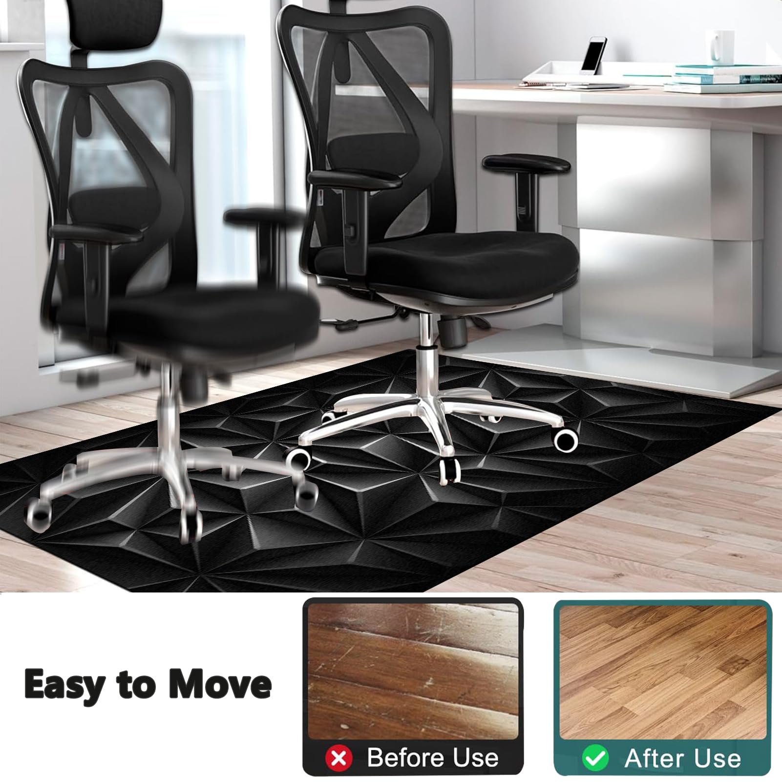 Tapis protège Sol Gaming, Tapis antidérapant sous Chaise de Bureau, Tapis de Chaise pour Les Chaises de Jeu ou de Bureau, Protège Les Sols, Planchers, Parquets, pour Gaming et Le Travail 160 x 200 cm