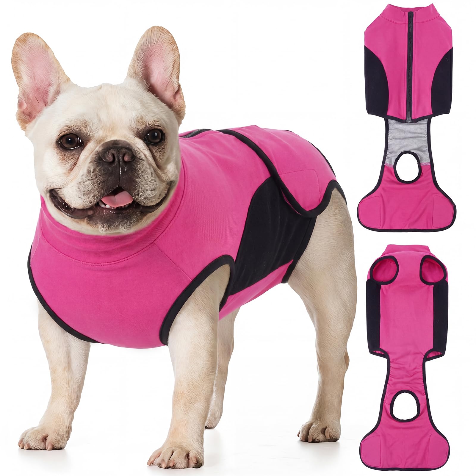 Hjyokuso Dog Surgery Recovery Suit for Small Dogs, Breathable Stretchy Dog Onesie After Surgery, Dog Recovery Suit Female & Male, Anti Licking Medical Suit for Chihuahua Yorkie Pomeranian RoseRed XS