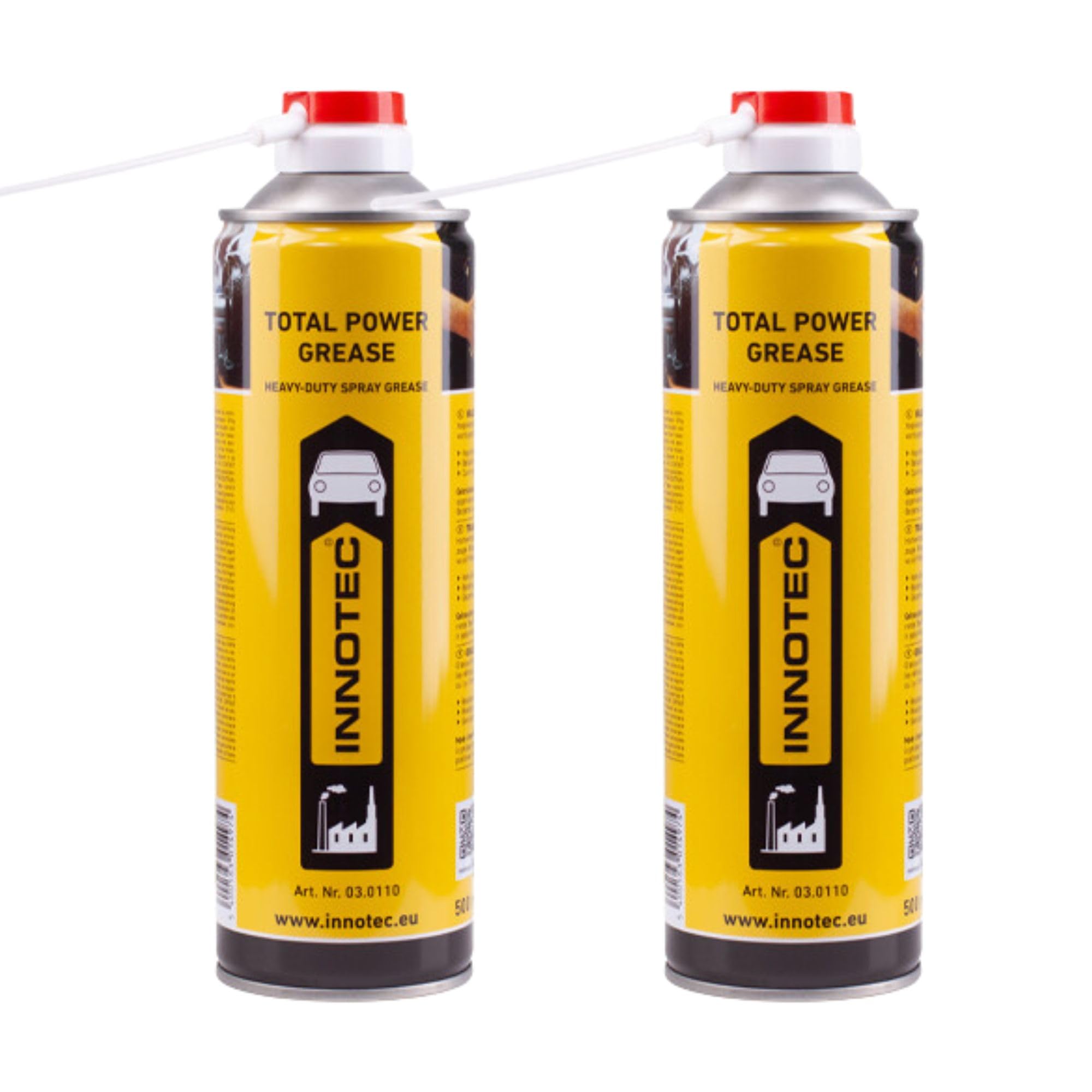 2 Stück INNOTEC Total Power Grease 500 ml – nahezu transparentes, extrem Druck- & temperaturbeständiges Sprühfett, gutes Eindringvermögen, säurefrei, wasserabweisend, zur Schmierung von Metallteilen