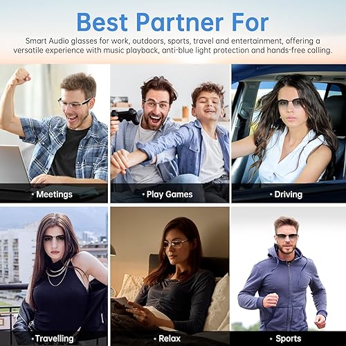 Miniatura 4 de Lentes inteligentes con oreja abierta, lentes fotocrómicas, gafas de sol polarizadas Bluetooth, asistente de voz, altavoces de micrófono para
