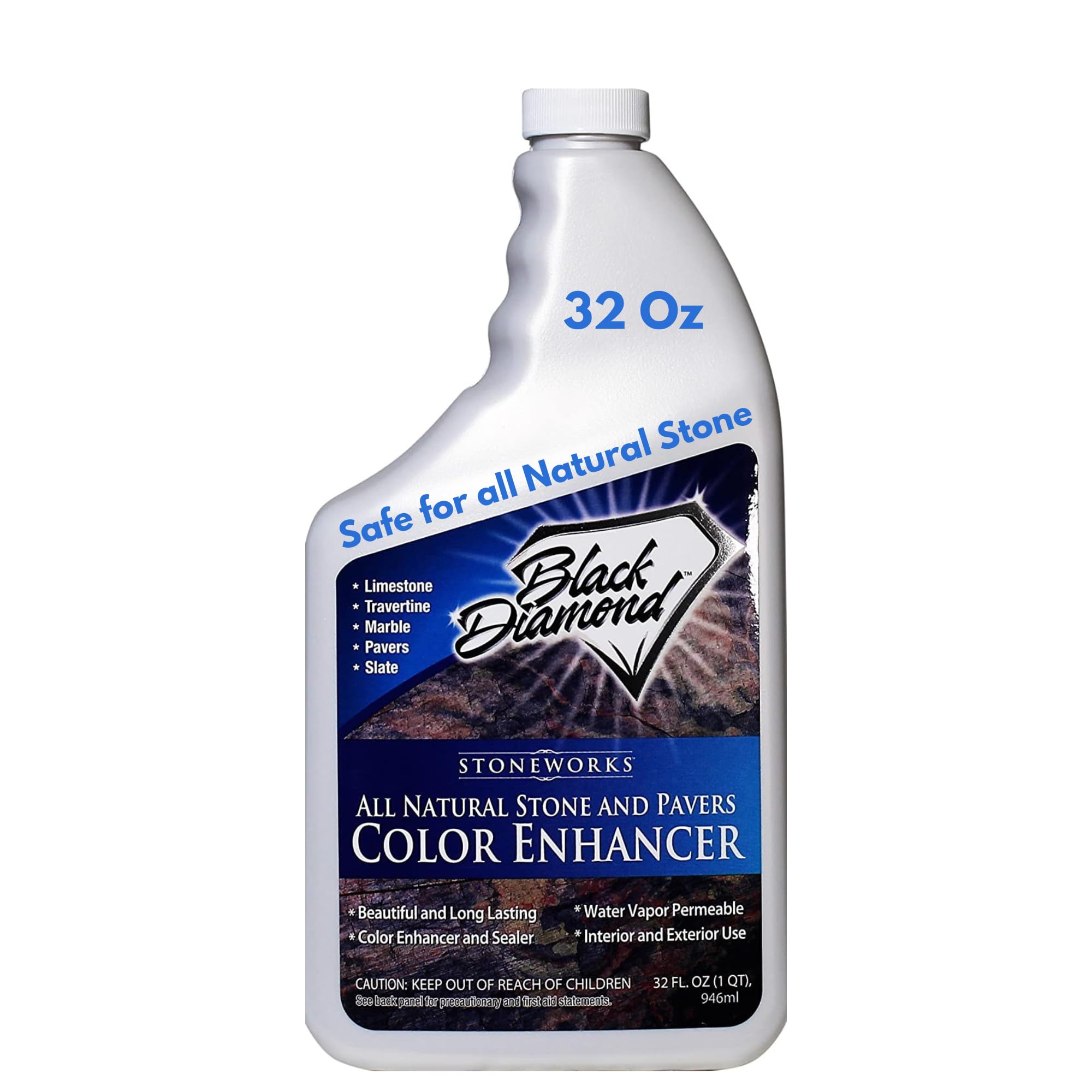 Black Diamond Stoneworks Color Enhancer Sealer for All-Natural Stone and Pavers. Marble, Travertine, Limestone, Granite, Slate, Concrete, Grout, Brick, Block.