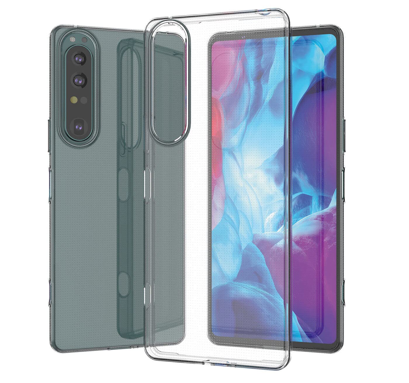 Transparent Silicone Case Compatible with Sony Xperia 1 V 5 (2023) - Shockproof Clear Flexible Transparent TPU Case Mobile Phone Case Protective Case
