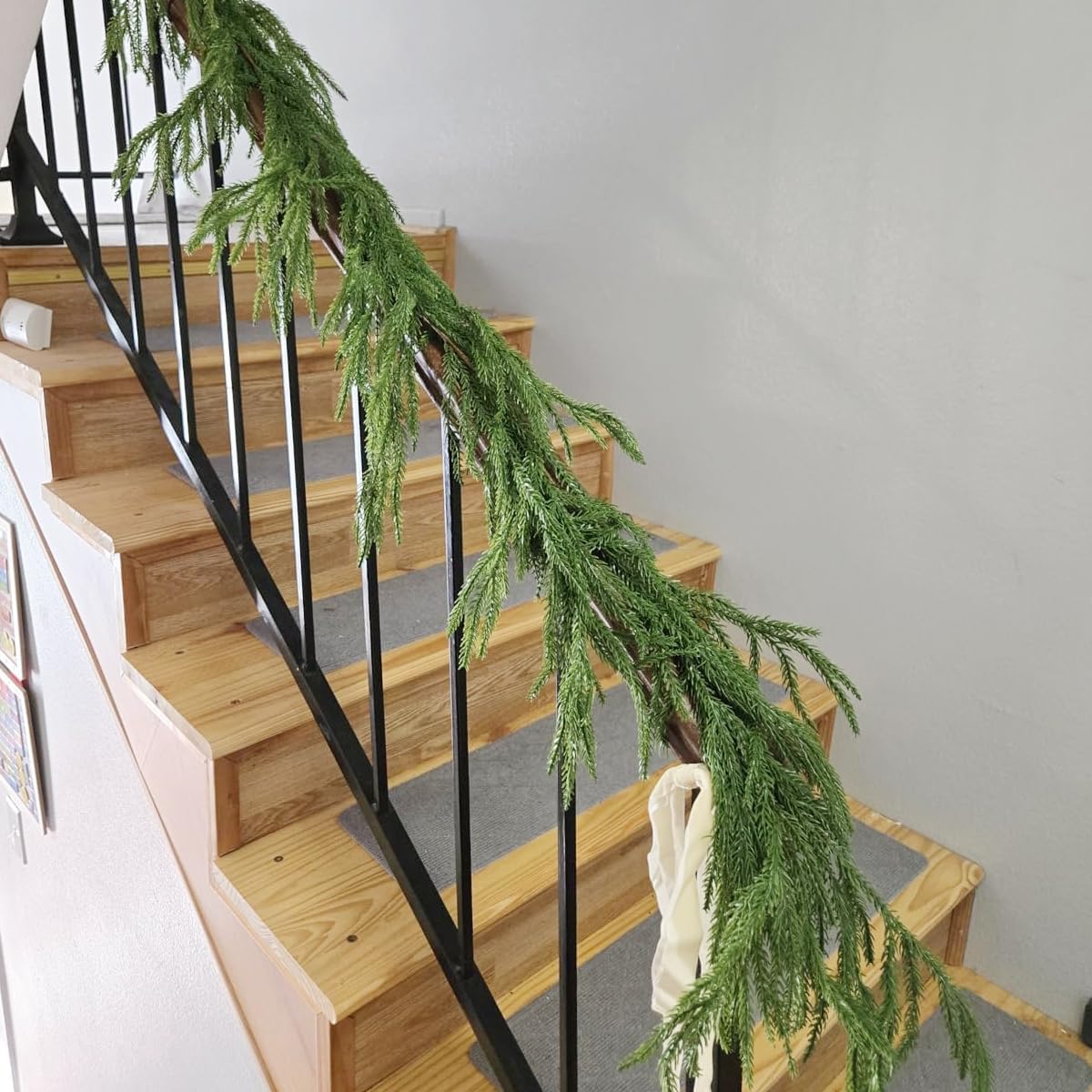 NSBELL 2PCS 6Ft Artificial Norfolk Pine Garlands, Real Touch Winter Pine Garland, Green Artificial Greenery Garland for Table, Mantle, Wall, Indoor, Outdoor Christmas Decorations - Image 3