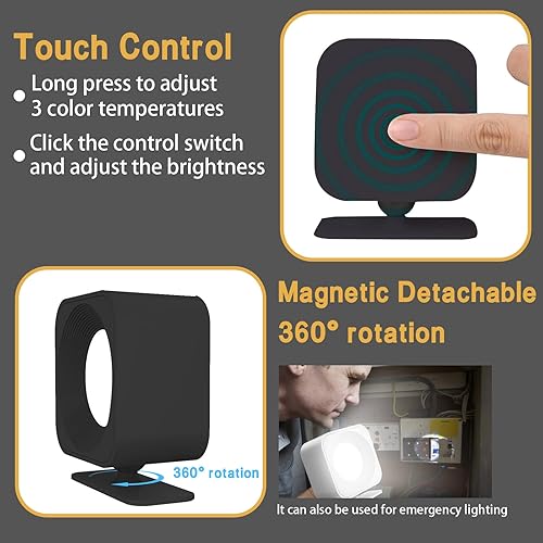 Miniatura 6 de Bohun - Apliques de pared LED que funcionan con pilas con interruptor de control remoto y táctil, niveles de brillo y 3 temperaturas de color,