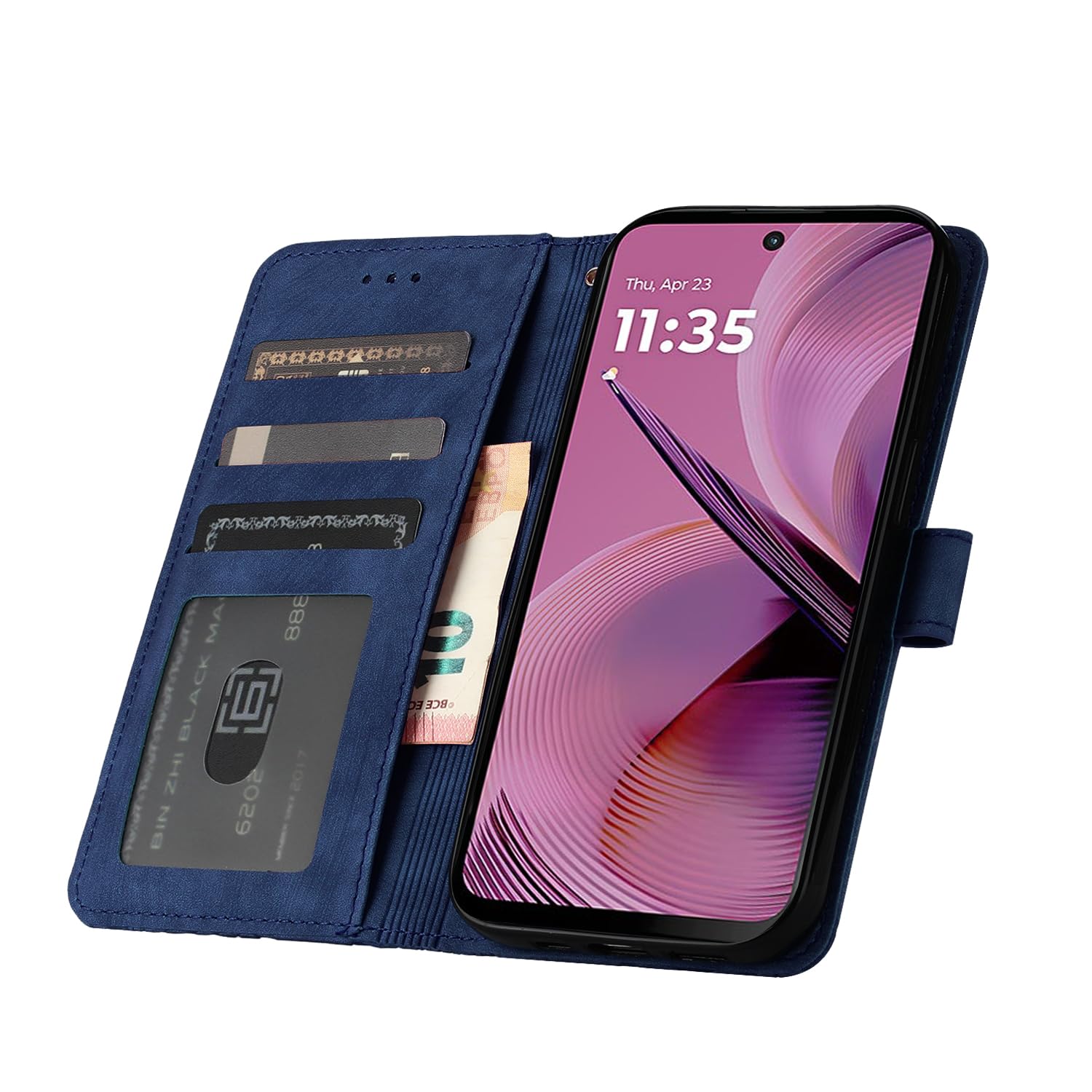 CXTcase for Motorola Moto G55 Case, Premium Leather Folio Flip Stand View Cover - Image 2