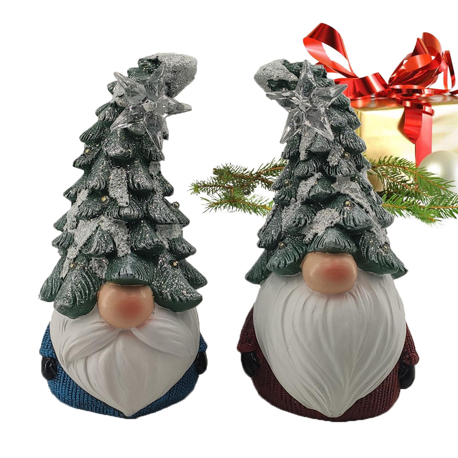 Statue de gnome de Noël lumineux le cadeau festif idéal en résine avec LED