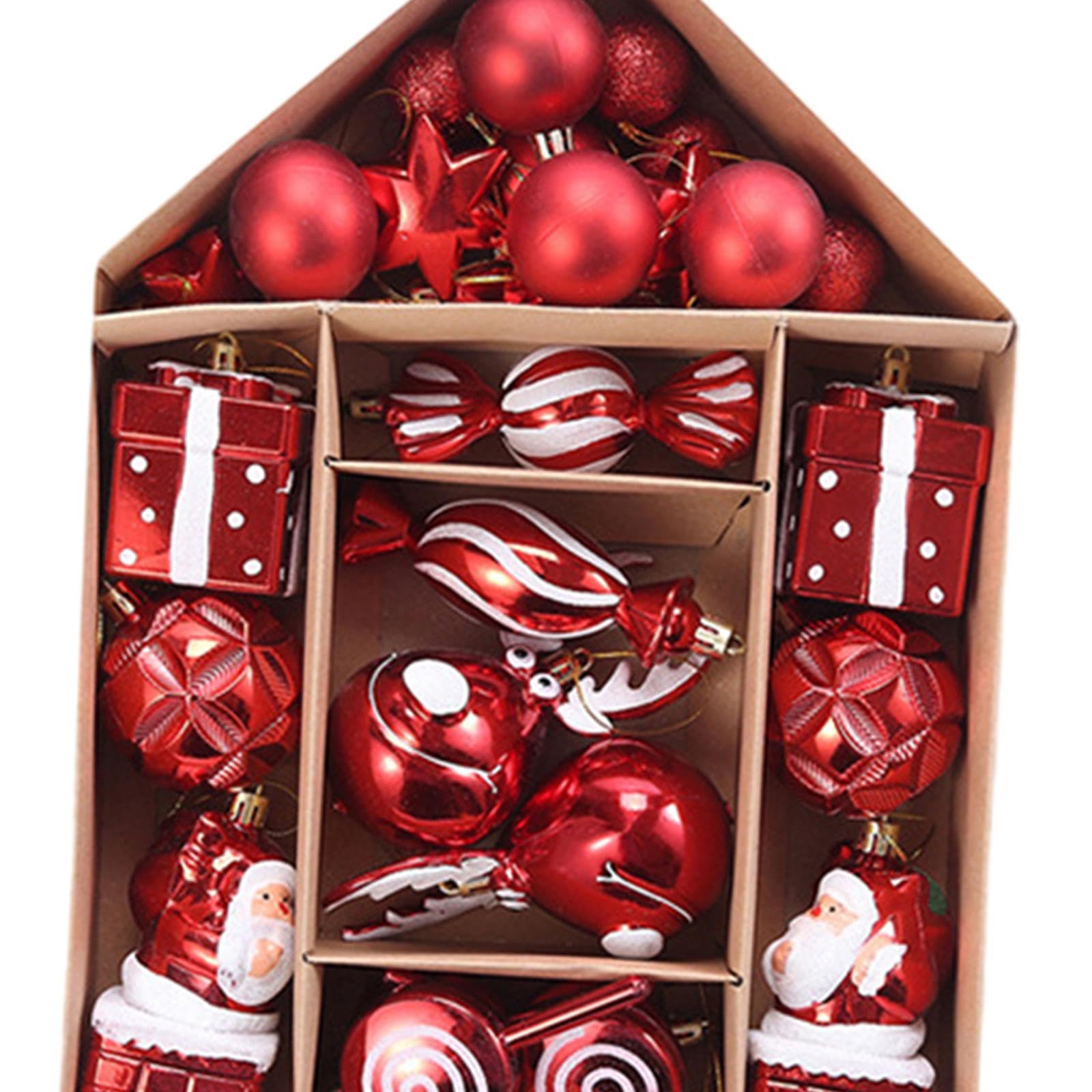 Oshhni Weihnachtskugeln, Ornamente, Weihnachtsbaumdekoration, Anhänger, Weihnachtskugeln, große Menge für Partygeschenke, Festliche Winterfeiertage auf der, Rotes Bonbon-Set
