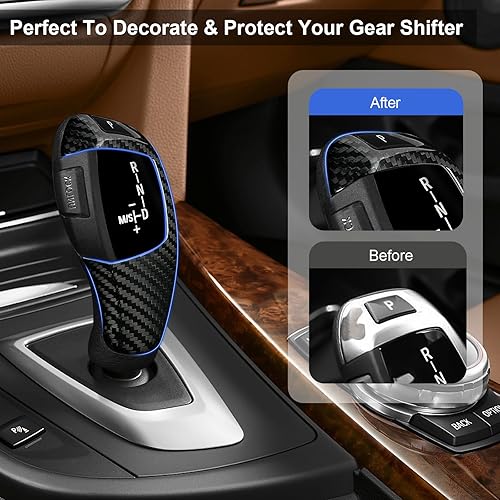 Miniatura 5 de T-carbon Protector de fibra de carbono real para palanca de cambios compatible con BMW F01 F02 F03 F04 F07 F10 F11 F15 F16 F18 F25 F26 F30 F31 F34