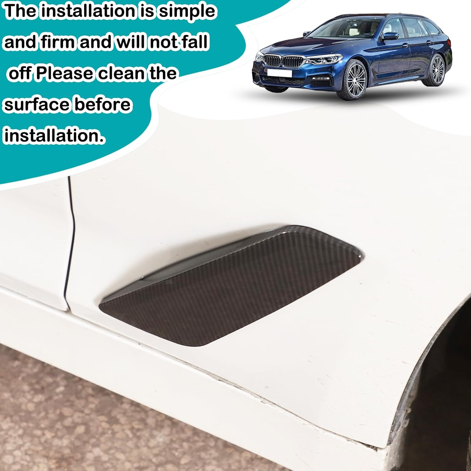 Car Side Wing Air Vent Hood Intake Fender Cover Trim Compatible with BMW 5 Series G30 G38 2018-2022,Car Front Side Fender Air Outlet Cover Exterior Accessories (ABS，Carbon Fiber Pattern)