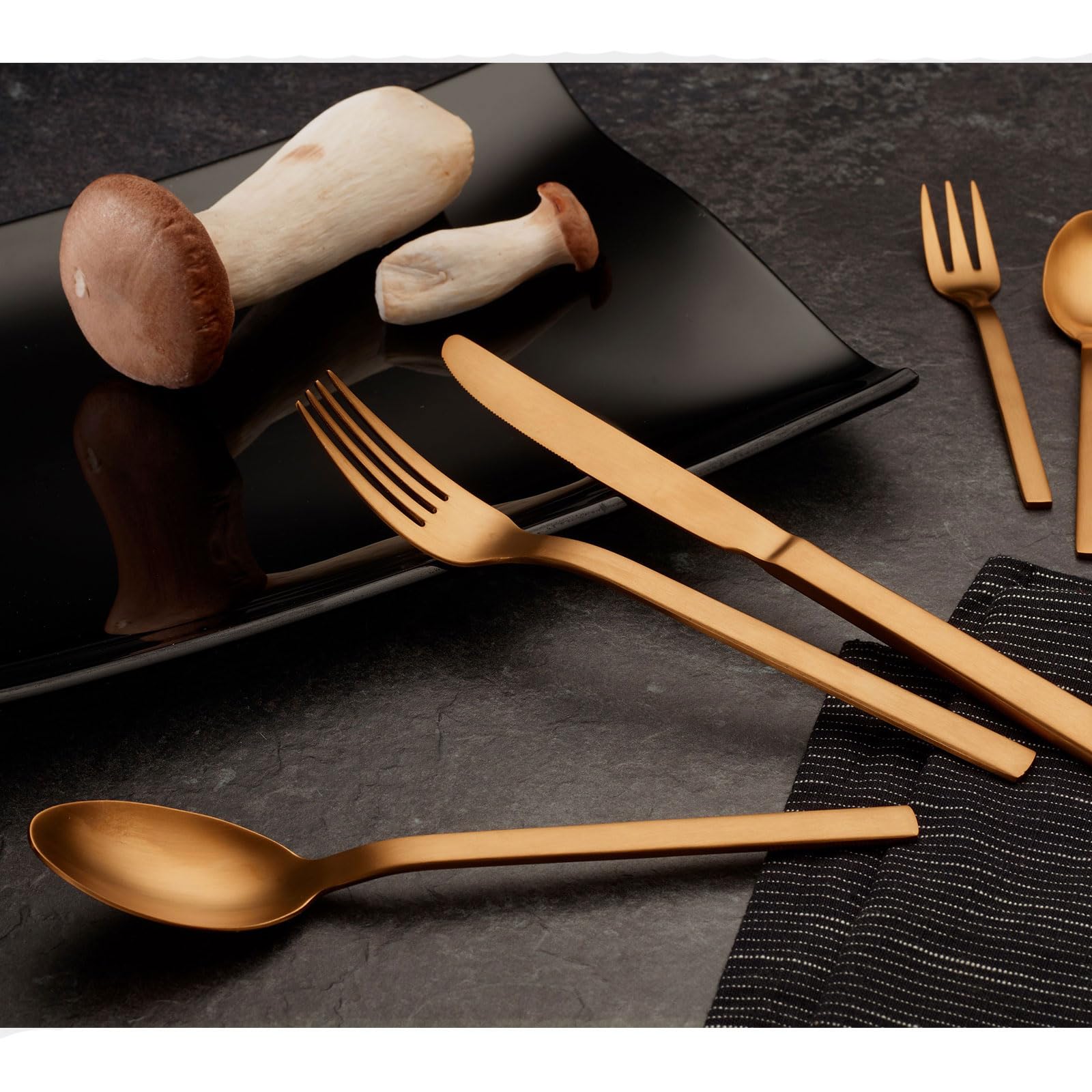 ECHTWERK set di posate da tavola Milos, PVD bronzo opaco, 30 pezzi, per 6 persone, acciaio inox 18/10, set di posate incl. cofanetto di conservazione