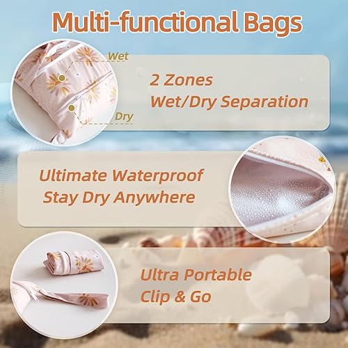 Miniatura 3 de 3 bolsas de neopreno impermeables, bolsas húmedas para pañales de tela para bebé y ropa sucia, bolsa húmeda reutilizable para traje de baño y