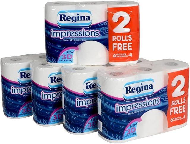 30 Rolls Of Regina Impressions 3 Ply Toilet Roll Tissue Paper Wholesale Job Lot