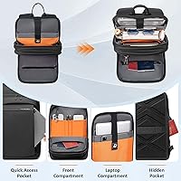 Vista 3 de FENRUIEN Work Backpack for Men, Water Resistant Expandable Backpack with USB C Charging Port, Black 15.6 Laptop Backpack