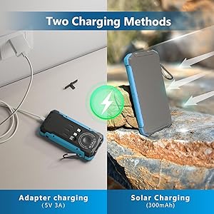 Luvknit Solar Charger Power Bank 20,000mAh Portable Wireless Charger, Fast Charging External Battery Bank with 6 Outputs for Cell Phones, Portable Solar Panel with Dual Flashlight for Camping