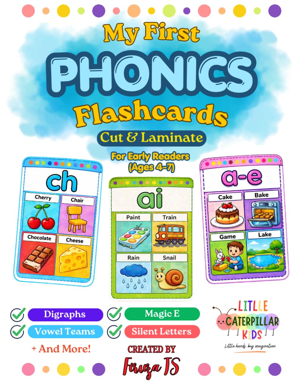 My First Phonics Fleshcards: Consonant Digraphs, Vowel Digraphs, Silent Letters, R-Controlled Vowels & Magic E for Kids Ages 4–7 | Learn to Read with Picture Flashcards