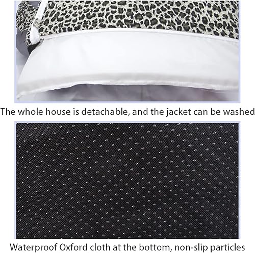 Miniatura 4 de AKDXM Camas para gatos de interior, cama calmante para perros, con lazo y falda doble, tela de algodón resistente al desgaste, relleno de algodón