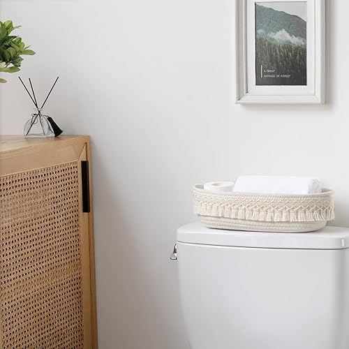 Miniatura 5 de Dahey Cesta tejida de macramé para el inodoro decoración bohemia y estante colgante de macramé decoración de pared bohemia para guardería dormitorio