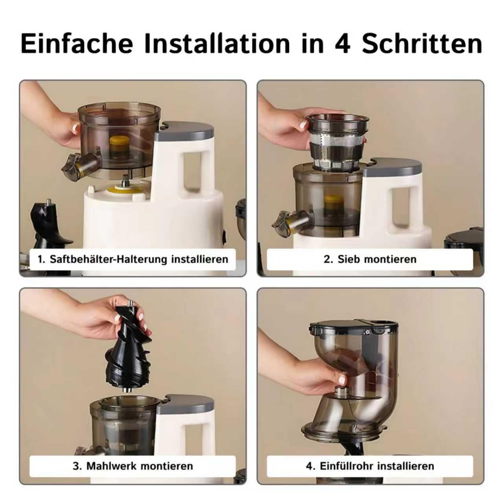 JuiCiento Macht Gesundes Leben Einfach，Entsafter mit Fruchtfleischabscheidung, Haushalts-Obst und Gemüsesaftpresse, lebensmittelechtes Filtergitter für reineren Saft