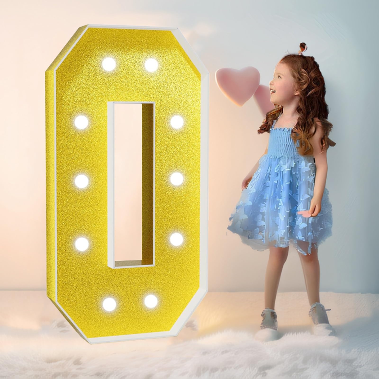 Marquee Light Up Number Large Mosaic Numbers Sign with White Lights Giant Mosaic Frame Number for 5th 50th Birthday Party Anniversary Decorations Pre-Cut Foam Board(Color:Number 0,Size:70cm/2.3FT)