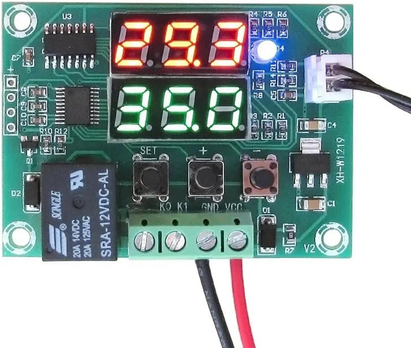 XH-W1219 W1219 DC12V Dual LED Digital Display Thermostat Temperature Controller Regulator Switch Control Relay NTC Sensor Module
