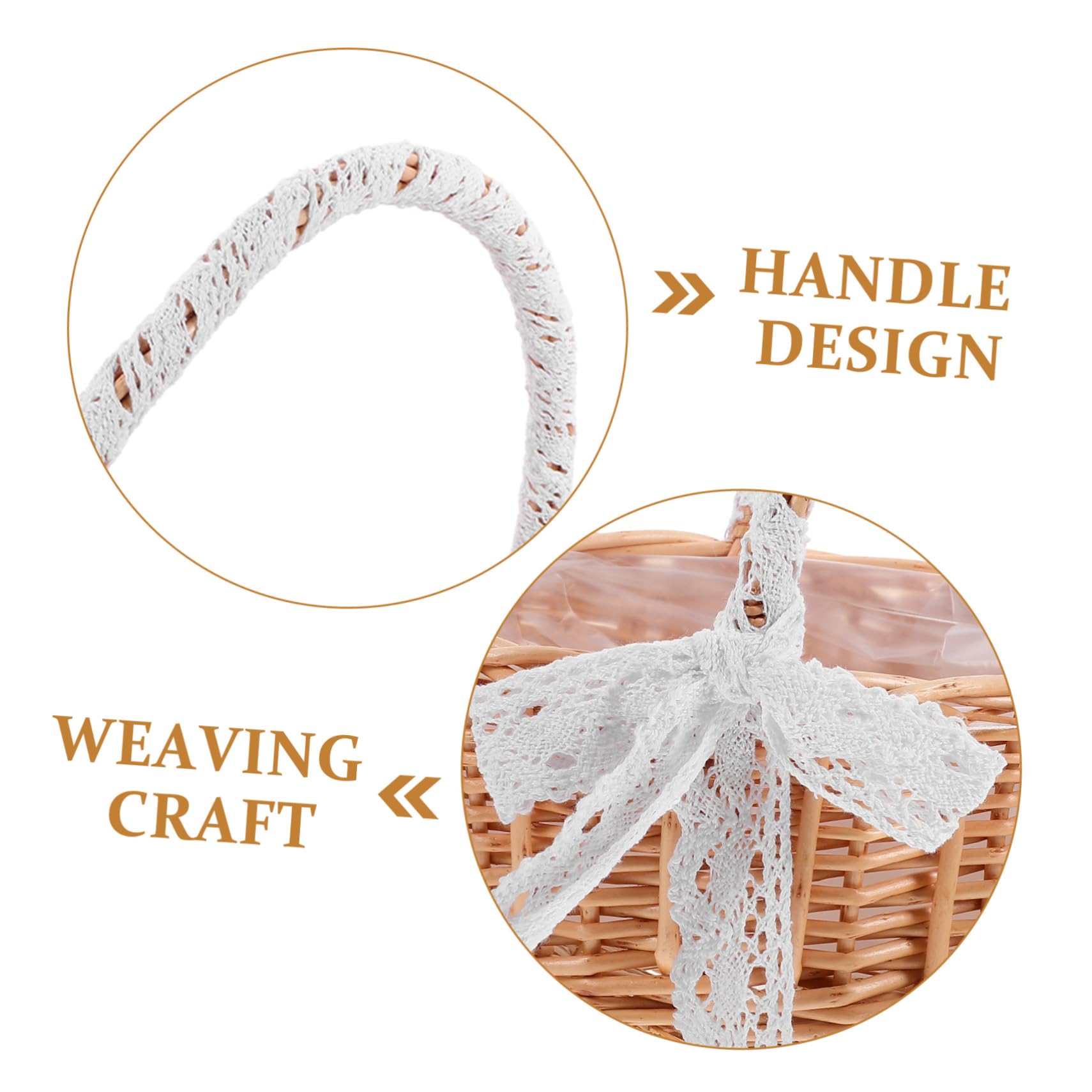 Yardwe 2pezzi Cesta Portatile Per Fiori Rattan Intrecciato Con Manici Pizzo Organizzazione Elegante Per Casa e Ufficio Per Bagno Armadio e Craft Area