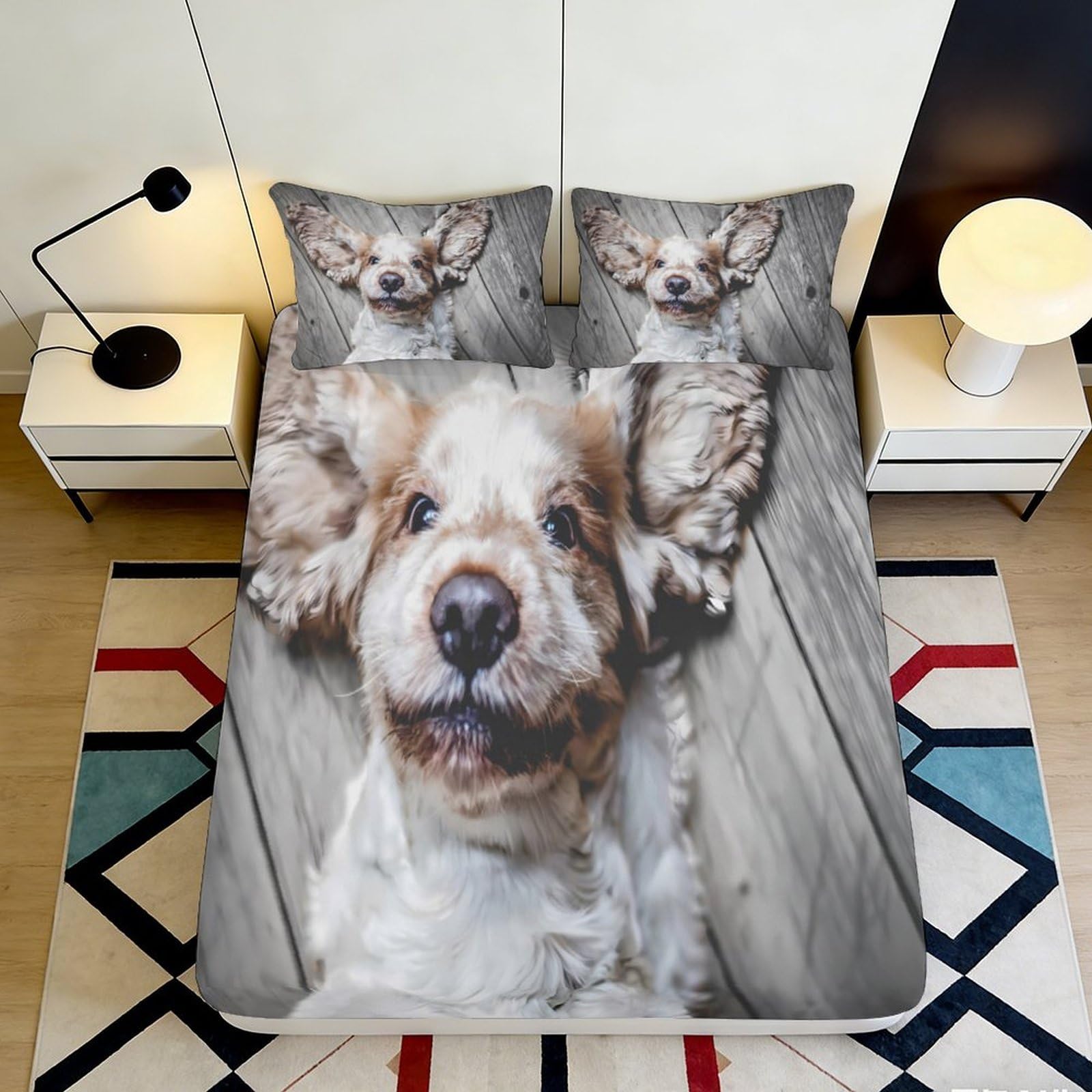 K1r3d9e5 Style-3 3D Printed Dog Portrait Fitted Sheet Microfiber Soft Breathable Animal Pattern Mattress Cover For Bedroom Decor 90X200x25cm