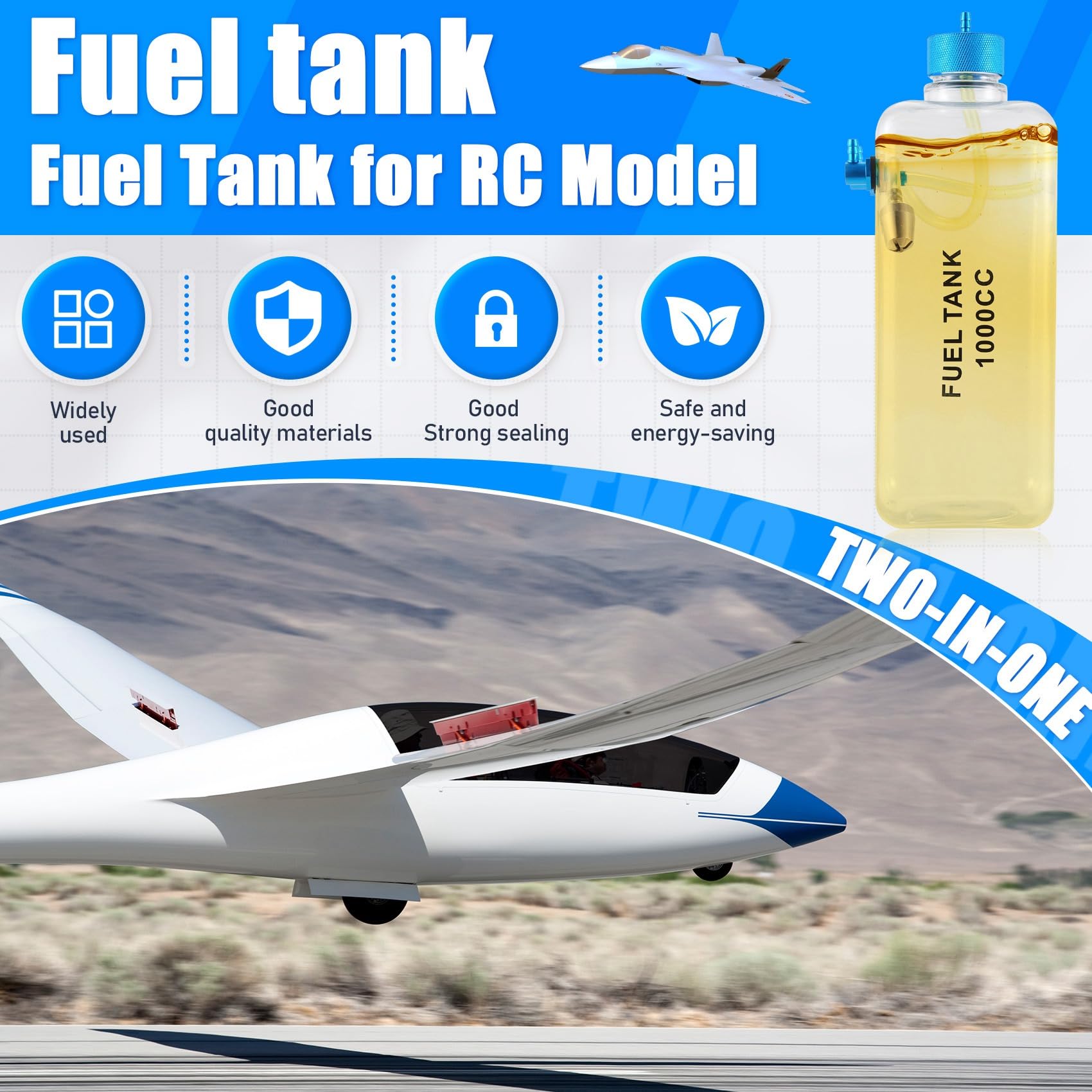 Kraftstofftank Benzin Transparente Plastikflasche 1000CC CNC für RC Gas und Nitro Flugzeug