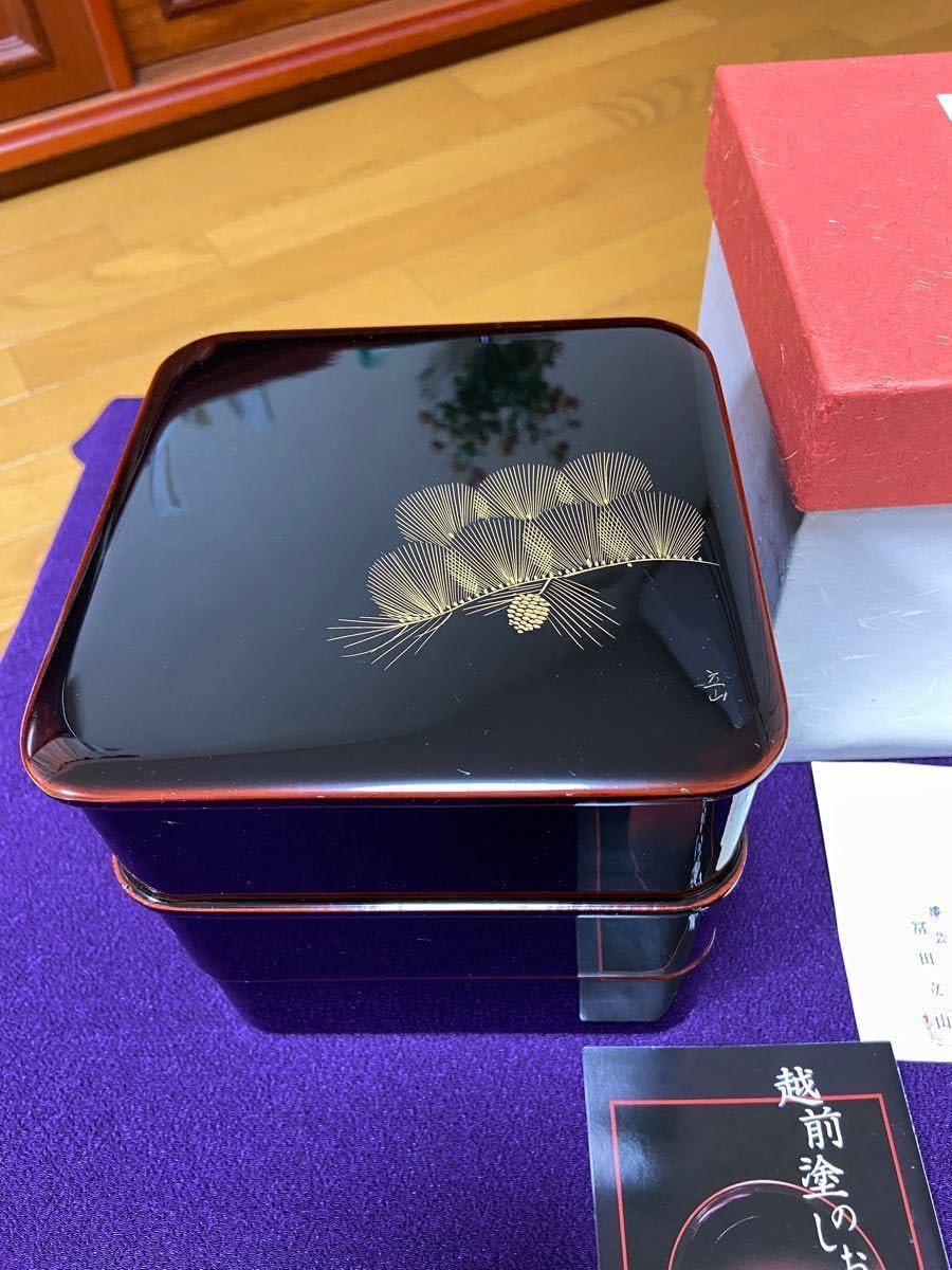 漆器重箱 3層 自然風景装飾 漆器重箱 3層 自然風景装飾