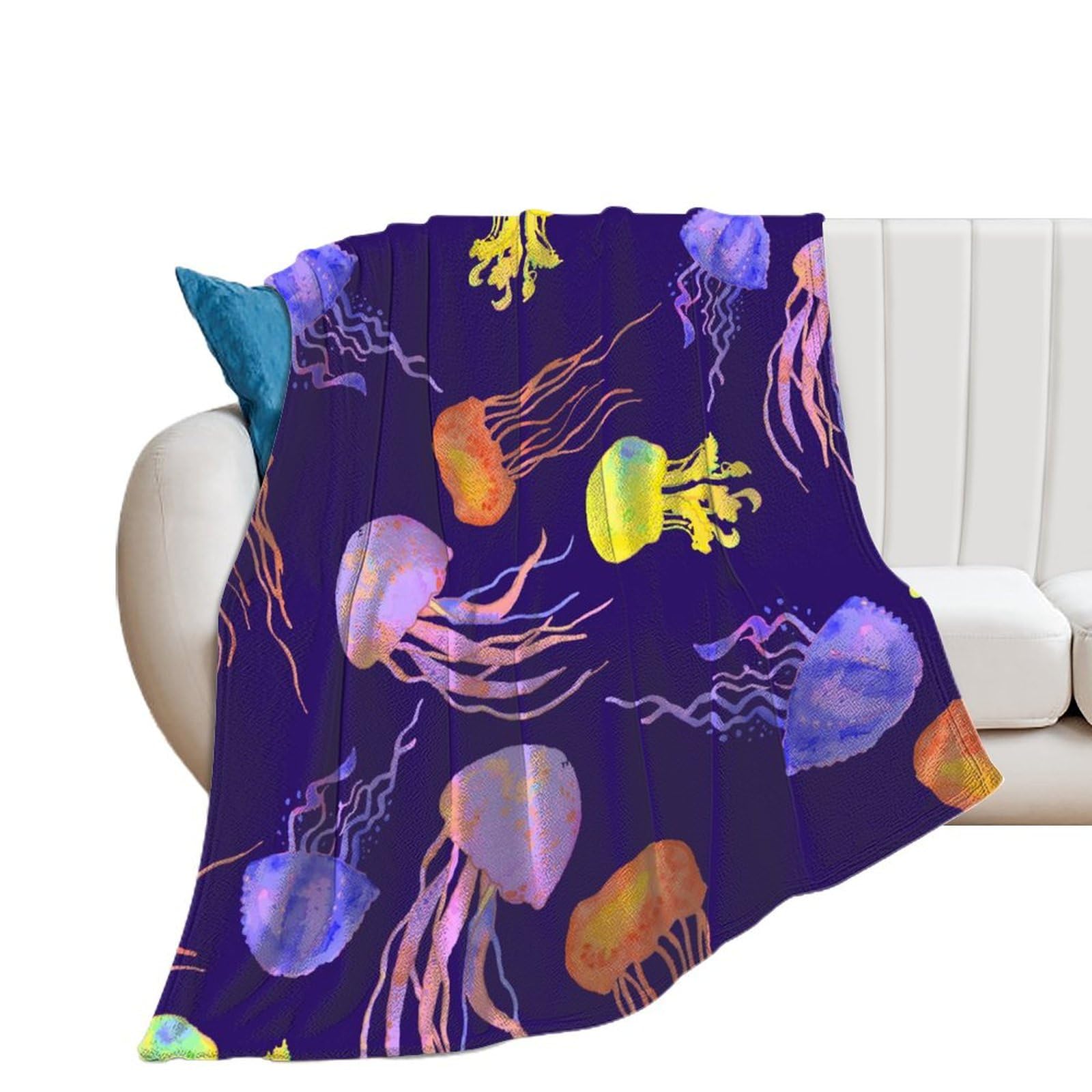 Couverture polaire pieuvre pour cocooning sur canapé et lit 130x150