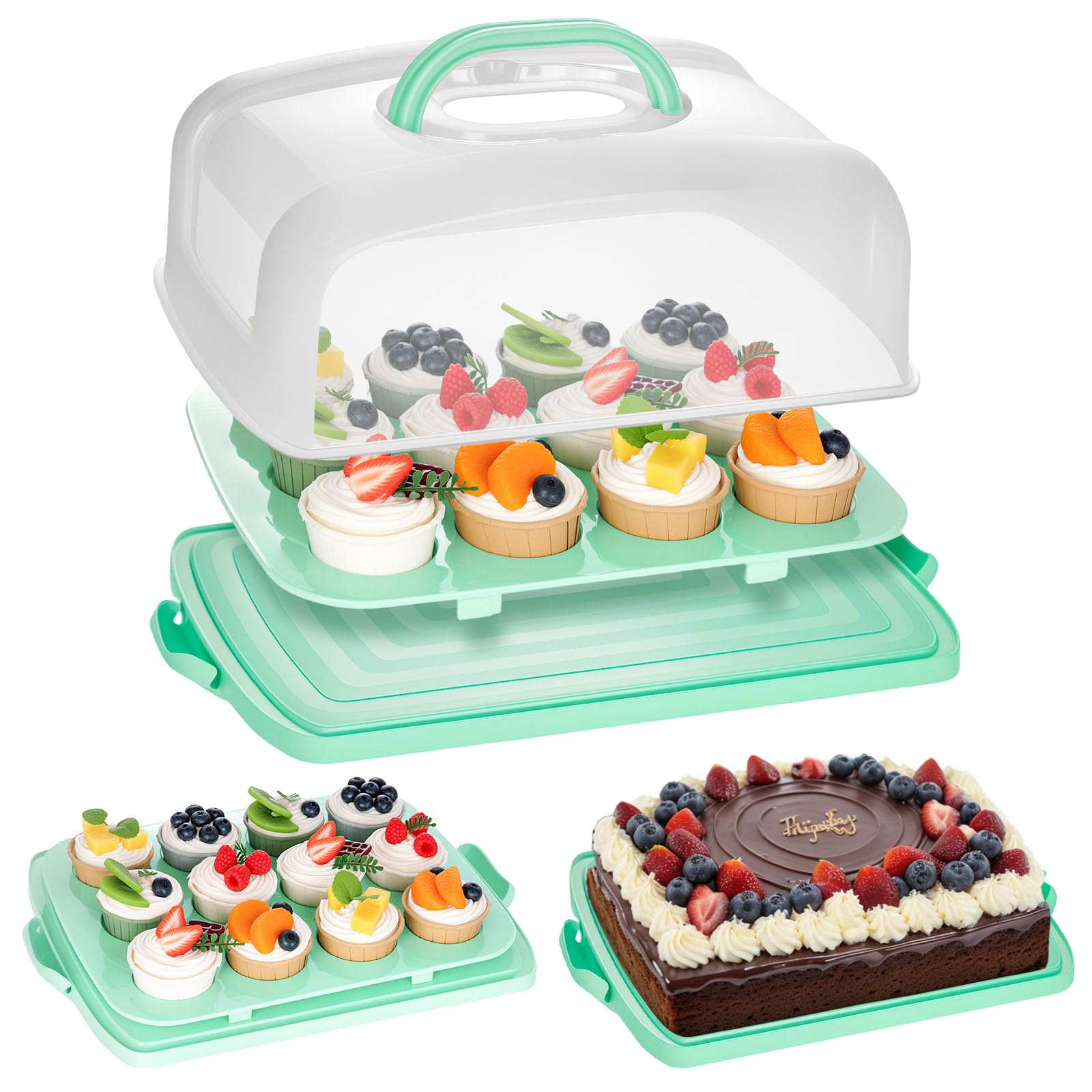 Rectangular Cake Square Cake Plate With Cover Cupcake Carrier