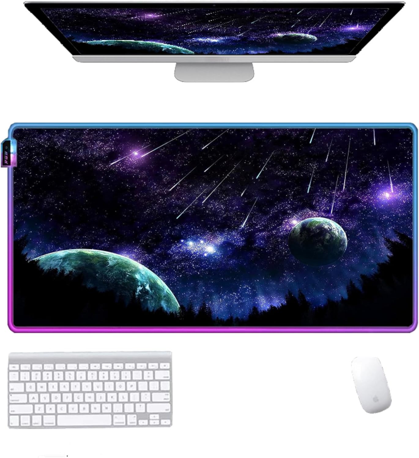 Amazon.com: Mouse Pads Purple Starry Sky Anime Character LED Lighting ...