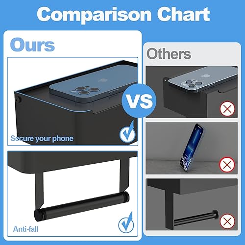 Miniatura 4 de JUYSON Soporte de papel higiénico con estante, dispensador de toallitas desechables para almacenamiento de toallitas de baño, mantiene tus toallitas