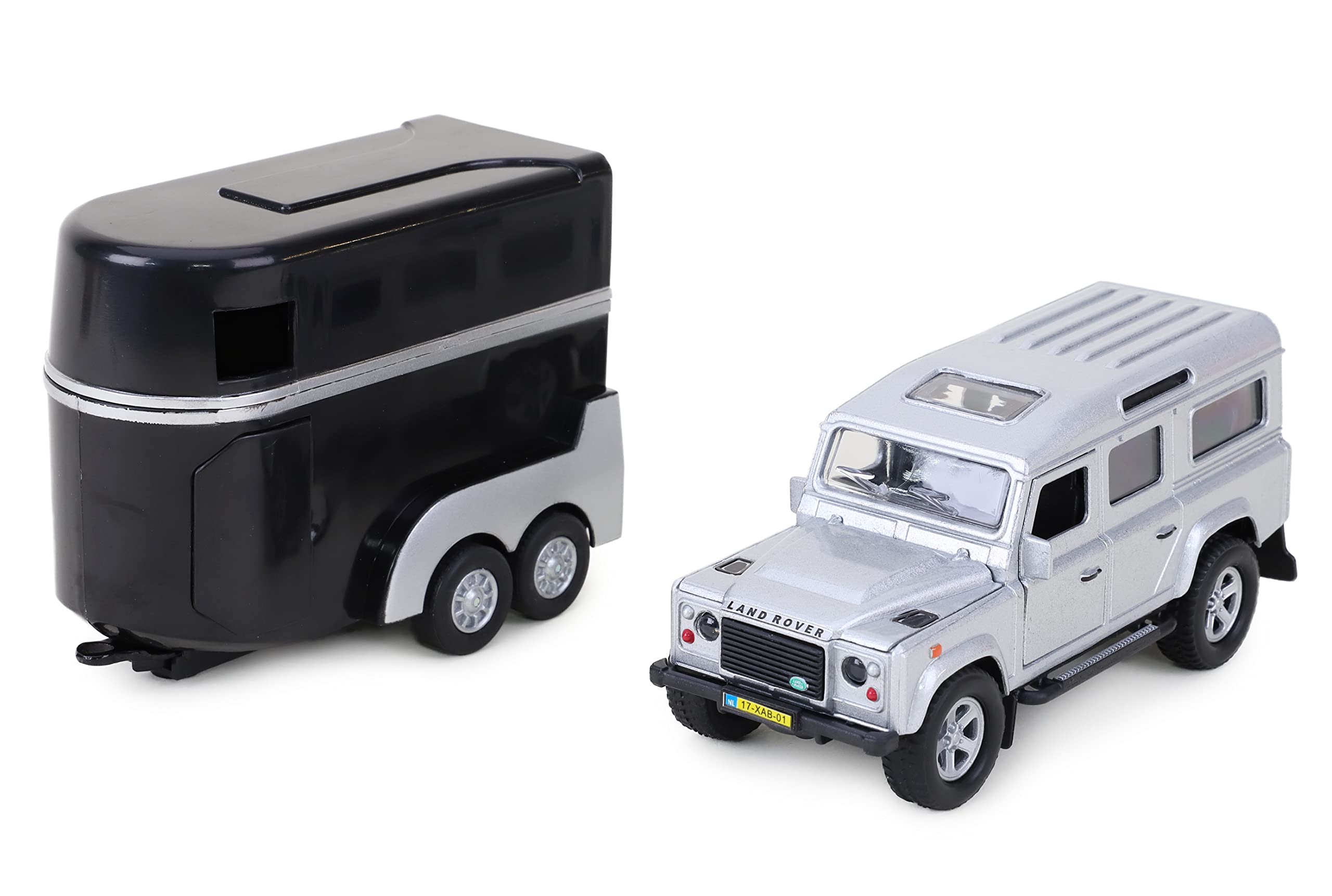 Toyland Landrover Toy Model With Horse Box Including 2 Horses - Diescast Metal - Farm Vehicles - BLACK - Image 3