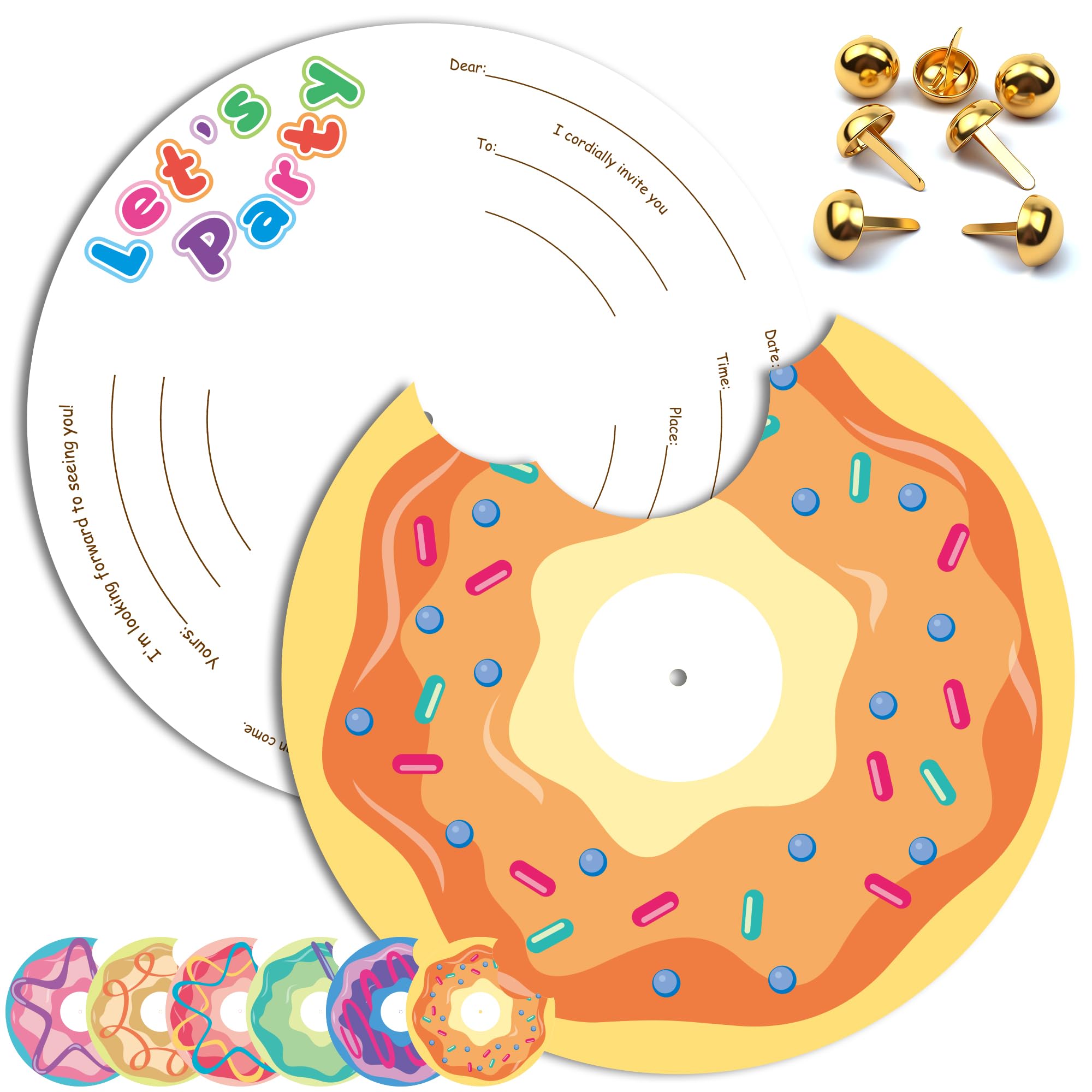 Funnlot 12PCS Donut Party Invitations Kids,Double-Sided Birthday Invitations for Boys Girls Party Invites for School Activities Birthday Party Suitable for All Ages