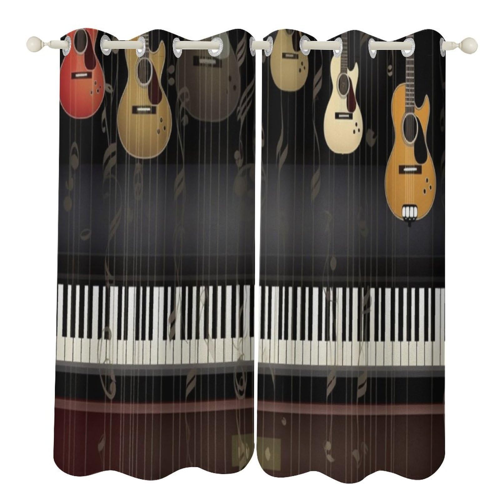 Rideaux occultants isolants pour dormir dans le noir rideau motif piano